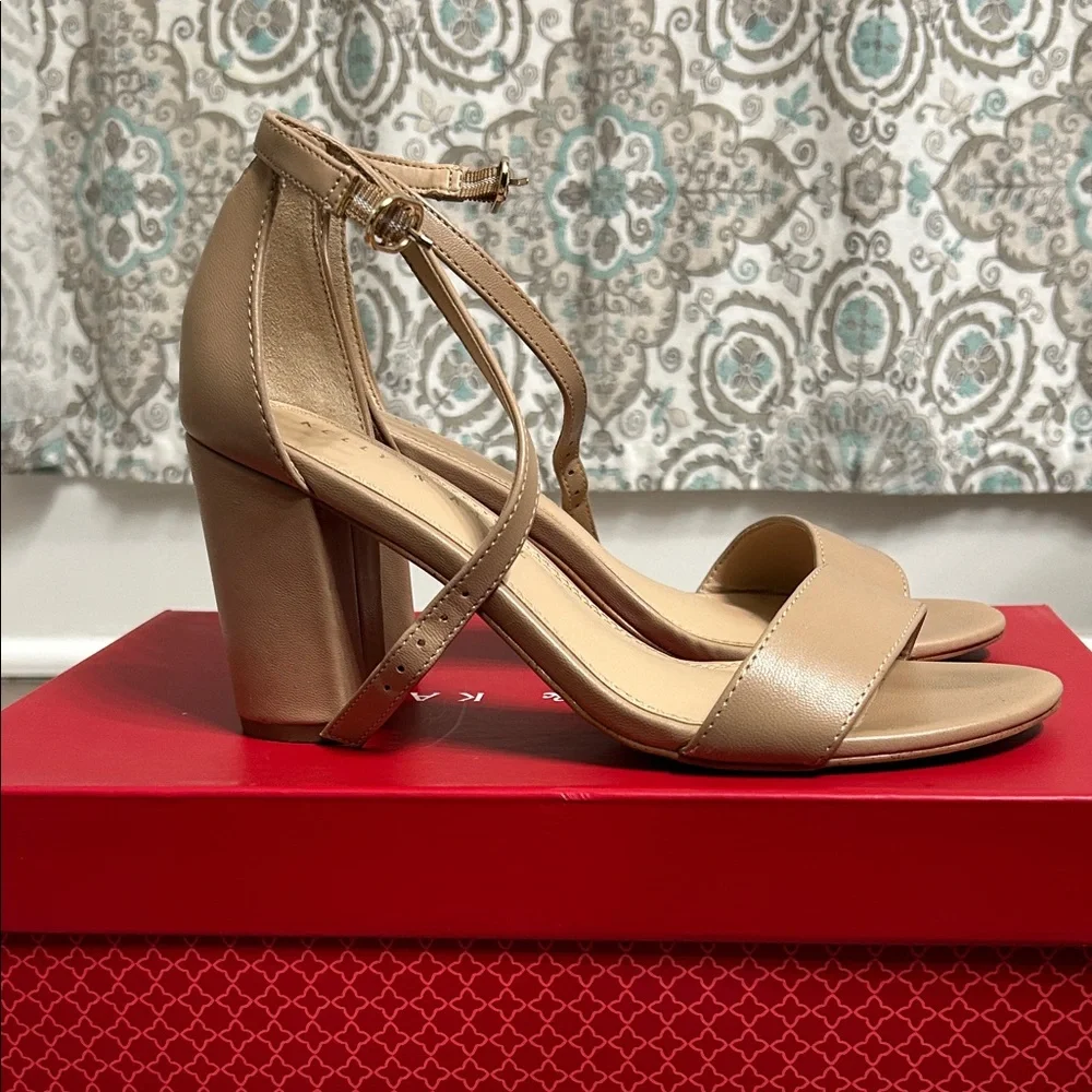 Kelly & Katie Hailee Beige Ankle-Strap Block Heel Sandals - Picture 8 of 9